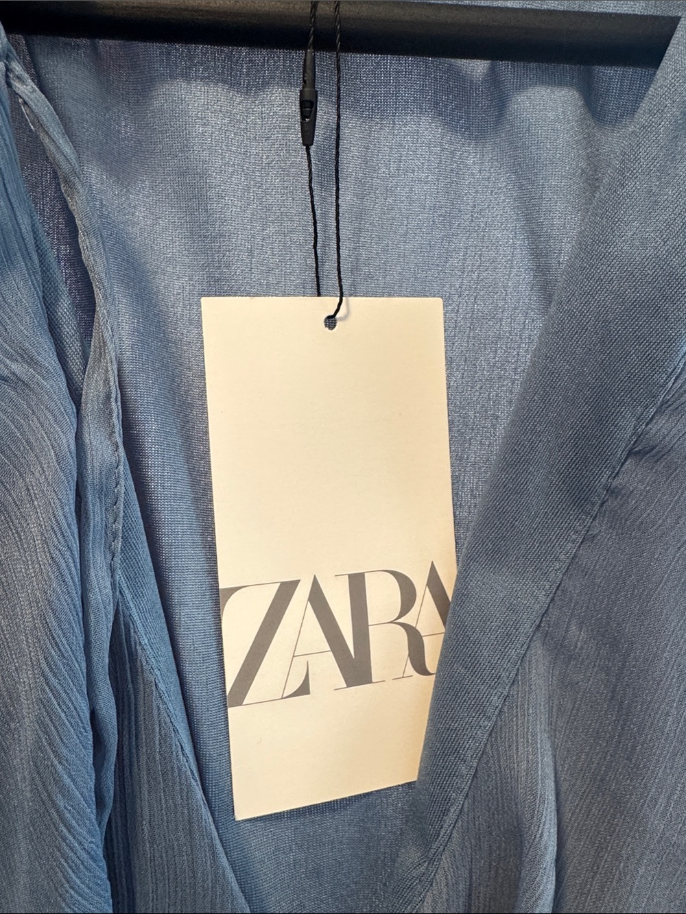 Zara Slate Blue Ruffled V-Neck Maxi Dress - Picture 12 of 13